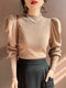 Slim Fit Turtleneck Sweater with Puff Sleeves
