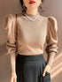 Slim Fit Turtleneck Sweater with Puff Sleeves