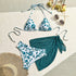 Black Lace-Up Three-Piece Bikini Set