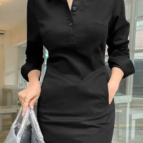 VONDA Summer Mini Dress with Long Sleeves and Pockets