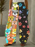 Women's Cartoon Cat Loose Wide-Leg Pants