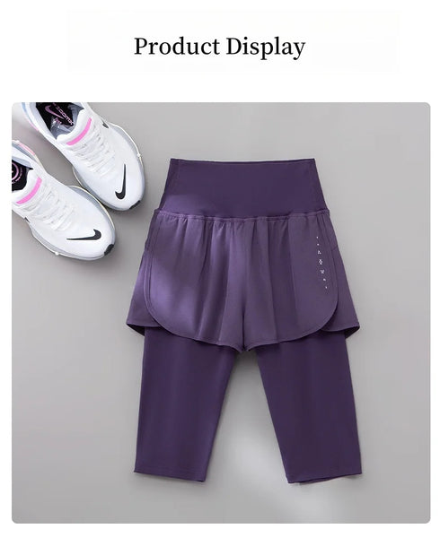 DRUR High Waist Knee Length Yoga Pants for Women