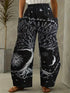 Abstract Star and Moon Print Wide-Leg Pants