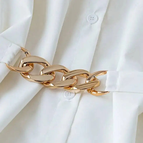 French-Inspired Cinched Waist Blouse in White