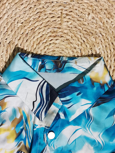 Women's Elegant Marble Print Long Sleeve Work Shirt