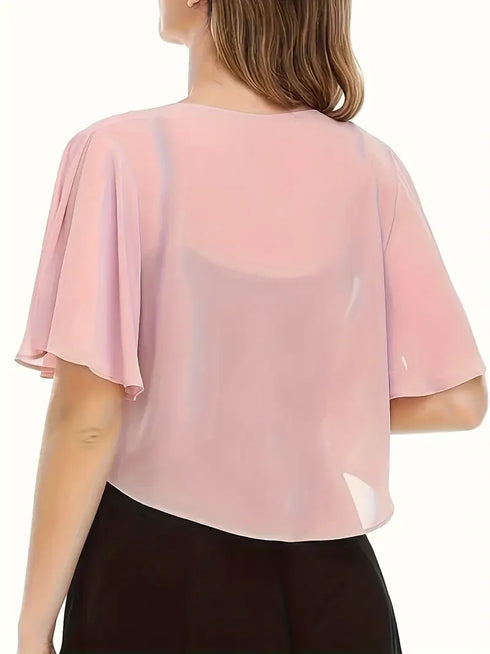 Women's Short Chiffon Cardigan with Front Opening