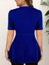 Plus Size V-Neck Front Knotted Blouse
