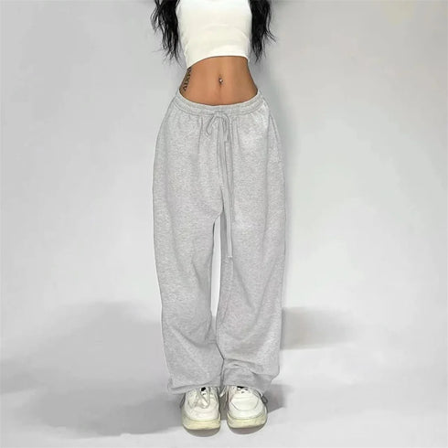 Y2K Grey Casual Wide Leg Cargo Pants