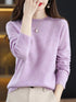 100% Merino Wool O-Neck Sweater for Women