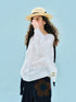 Imakokoni Autumn Loose Cotton T-Shirt with Lace Collar