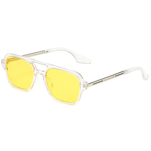 Retro Double Bridge Pilot Sunglasses with Pink Gradient
