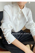 Elegant Satin Silk Blouse with Turn Down Collar