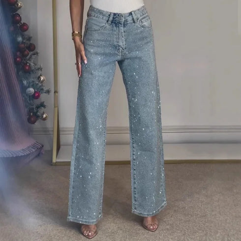 High Waist Distressed Straight Jeans for Women