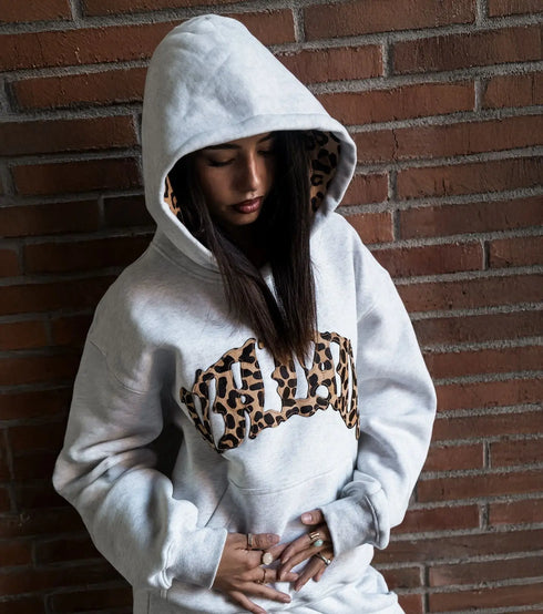 Leopard Print Hooded Sweatshirt Set