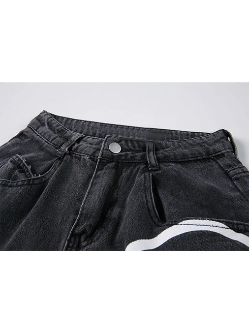 Black Loose Fit Wide Leg Denim Jeans