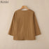 2025 ZANZEA Autumn Blouse Women V Neck Long Sleeve Tops Casual Solid Loose Shirt Female OL Work Blouses Retro Tunic Blusas Mujer
