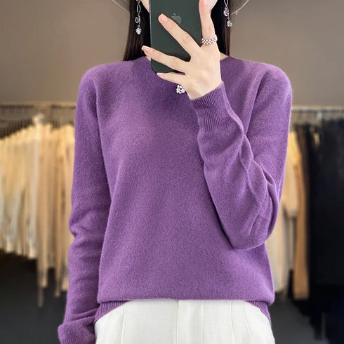100% Merino Wool Long Sleeve Sweater for Women