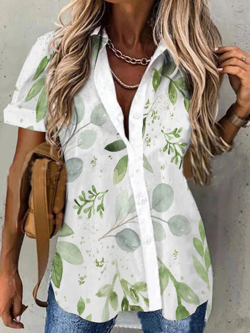 Floral Printed Button-Down Shirt for Women