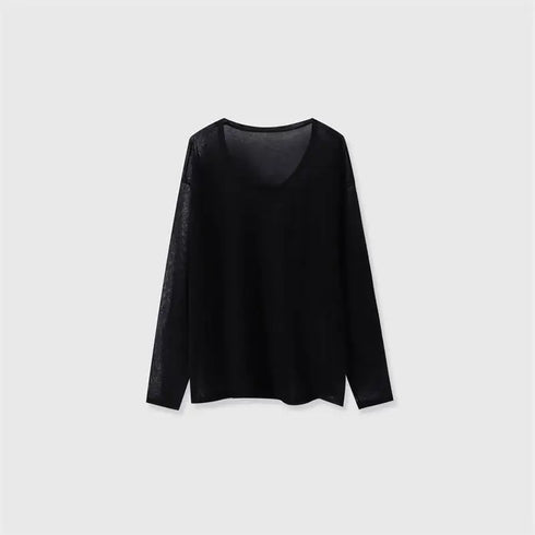 Sexy Sheer Baggy T-shirt for Women 2024 Summer Casual Fashion Loose Pullovers Chic Lazy Solid Color Off Shoulder Top Streetwear