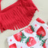 Toddler Girls 3 Piece Strawberry Print Bikini Set