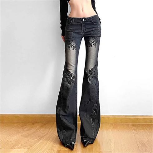 Women’s Gothic Flare Jeans in Black