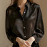 Plus Size Satin Long Sleeve Blouse for Women