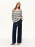 DUSHU Women's Contrast Topstitching Straight Leg Jeans