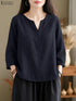 2025 ZANZEA Autumn Blouse Women V Neck Long Sleeve Tops Casual Solid Loose Shirt Female OL Work Blouses Retro Tunic Blusas Mujer