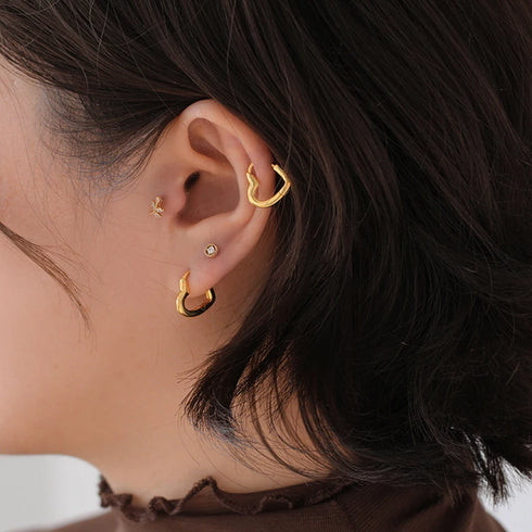 Aide 925 Sterling Silver Love Heart Hoop Earrings