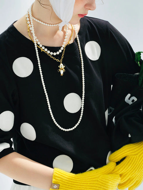 Imakokoni Polka Dot Long Sleeve Casual T-Shirt