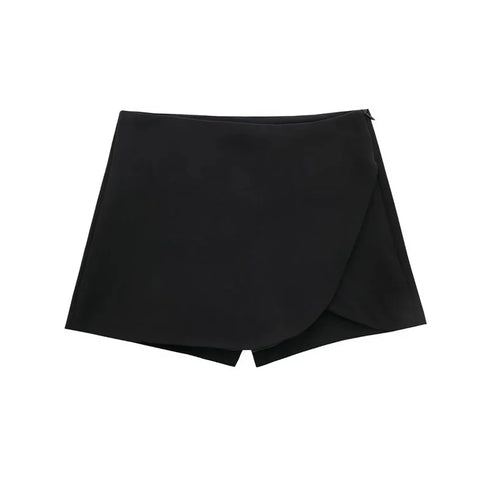 Women’s Black Mini Skirt Shorts Asymmetric High Waist Summer Casual Skort for Going Out and Party
