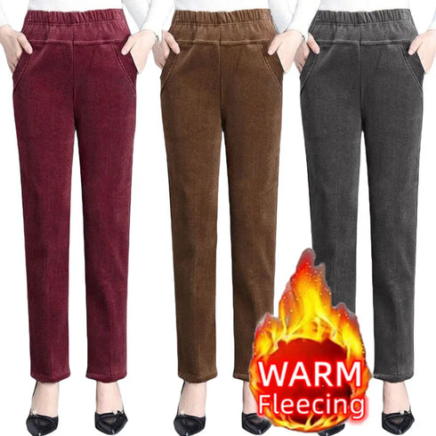 High Waist Fleece Pencil Pants for Women