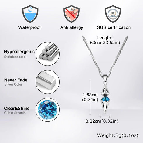 Stylish Blue Stone Geometric Pendant Necklace