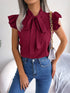 Women's Ruffle Short Sleeve Chiffon Blouse