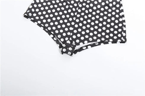Polka Dot Print Bodysuit and Peach Shorts Set