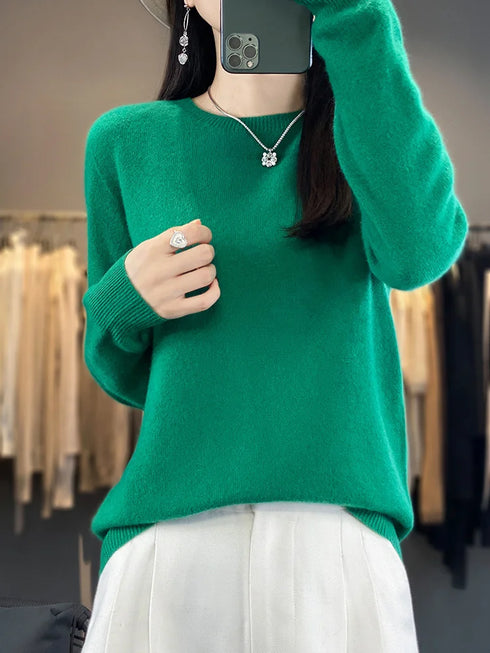 100% Merino Wool Long Sleeve Sweater for Women