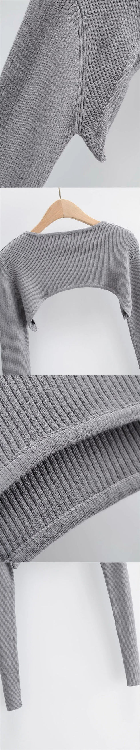 Long Sleeve O-Neck Crop Top for Women