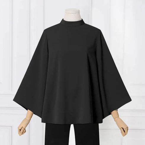 VONDA Women Fashion Blouse 2024 Elegant Autumn Tunic Tops Casual Stand Collar 3/4 Flare Sleeve Office Shirts Oversized Blusas