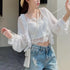Summer Ruffled Chiffon Long Sleeve Blouse
