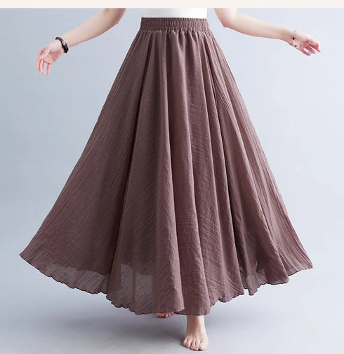 Fashion Clothes Women Clothing Skirts Vintage Y2k Elegant Bohemian Cotton Linen Long Skirt Casual Style