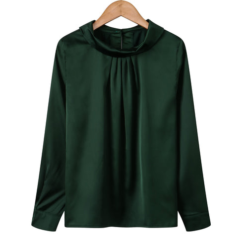 Women blusas long sleeved Slim plus size silk satin shirts office ladies work female Chiffon blouse Elegant blusa feminina