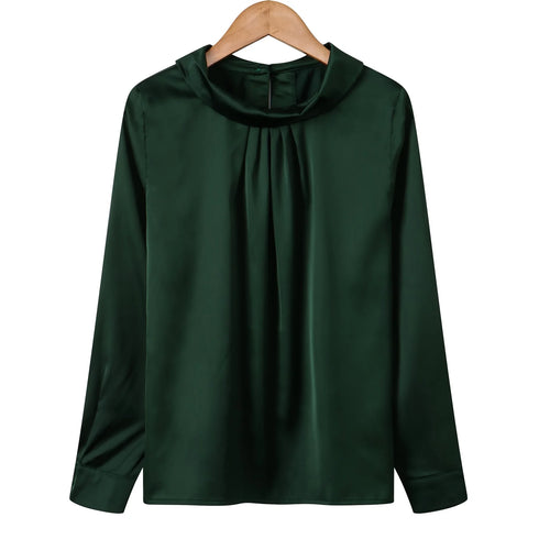 Women blusas long sleeved Slim plus size silk satin shirts office ladies work female Chiffon blouse Elegant blusa feminina