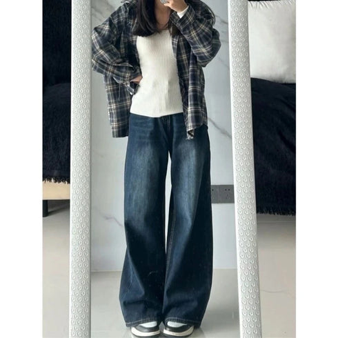 Womens Baggy High Waist Denim Jeans
