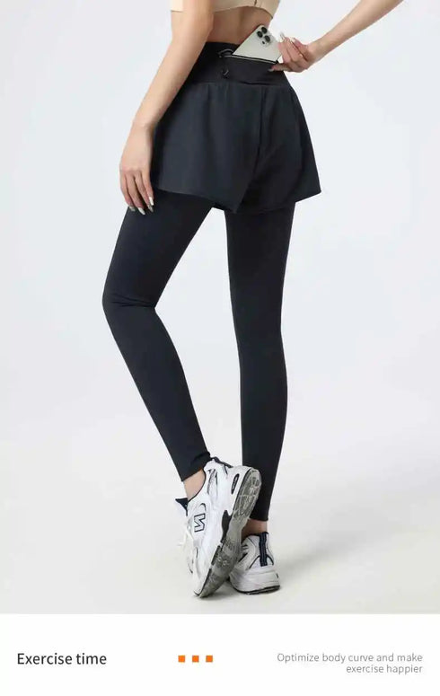 PHIGEER Women's High Waist 2-in-1 Yoga Leggings with Shorts