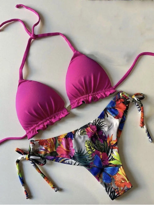 Floral Print Push Up Bikini Set for Women