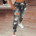 Women's Mid Waist Lace-Up Slim Fit Denim Jeans