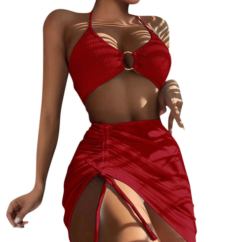 Women's Four-Piece Sexy Mesh Bikini Cover-Up Set