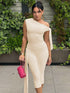 Women’s One Shoulder Sleeveless Top & Knee-Length Pants Set