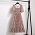 Floral A-Line Chiffon Dress with Short Sleeves