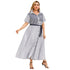 Summer Strappy Lapel Striped Short-Sleeved Dress